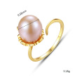 925 Sterling Silver Gold Plated Flower Freshwater Pearl Finger Rings